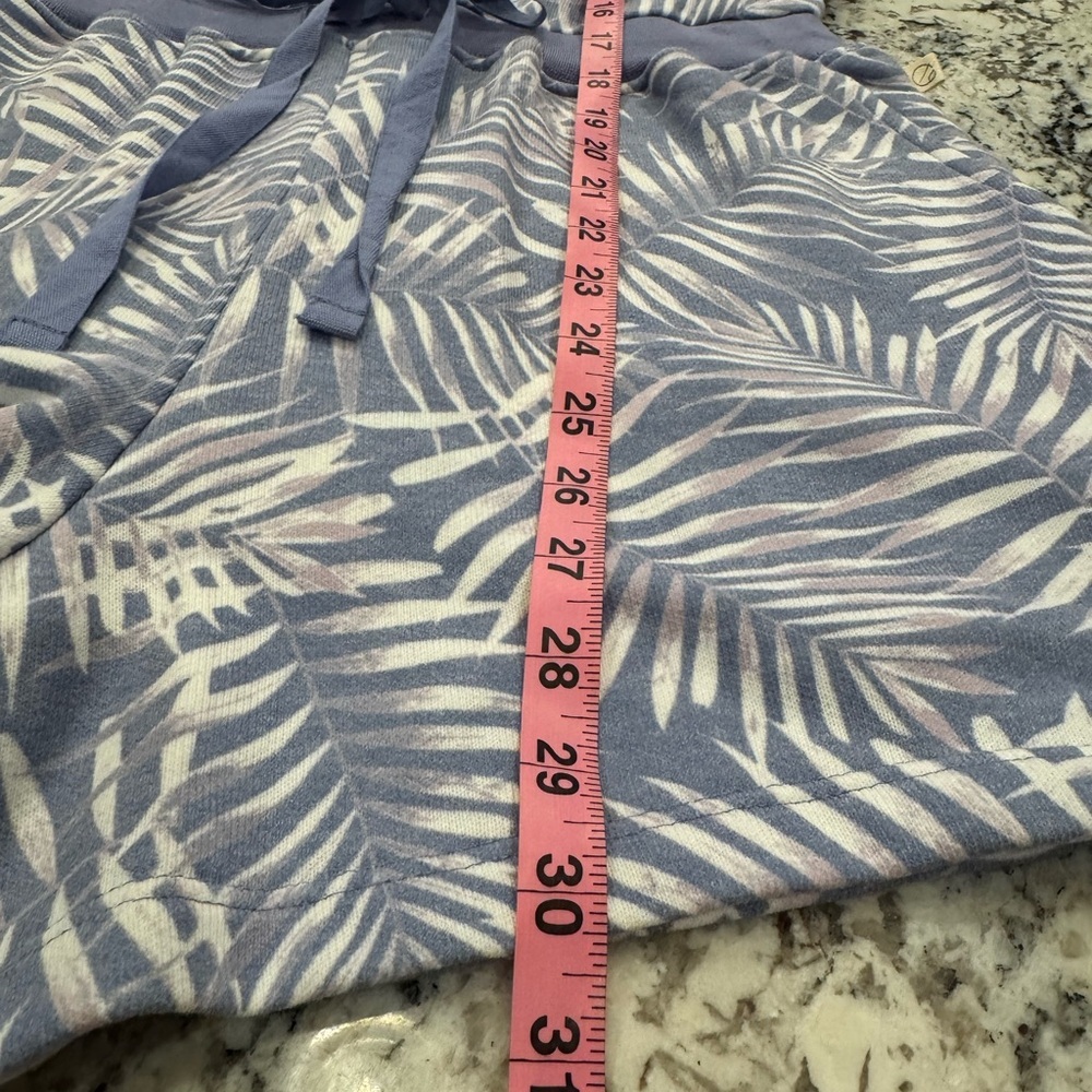 Ecothreads Palm Print Romper Periwinkle Blue Tropical Tie Waist - Picture 4 of 10